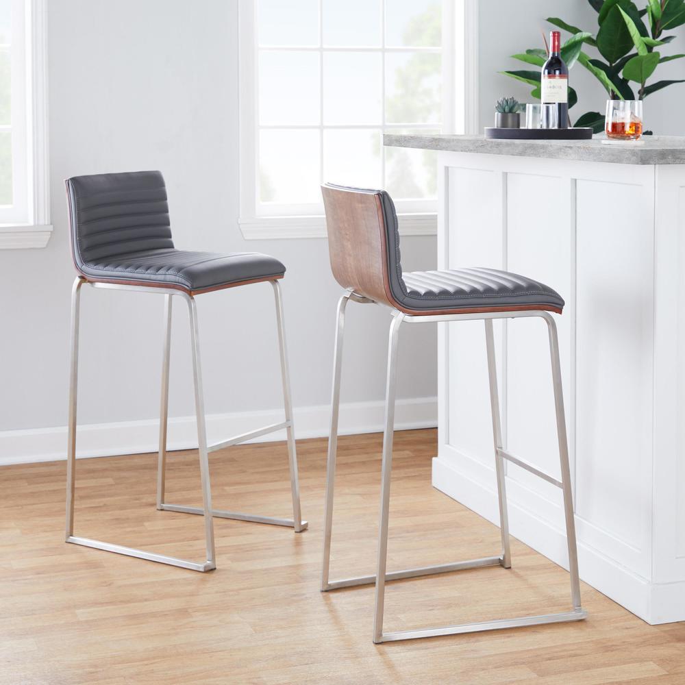 Grey Mason Mara 30" Fixed-Height Barstool - Set of 2. Picture 8