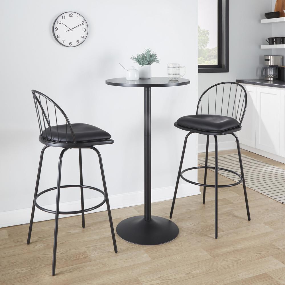 Black Riley Claire 30" Fixed-Height Barstool - Set of 2. Picture 8