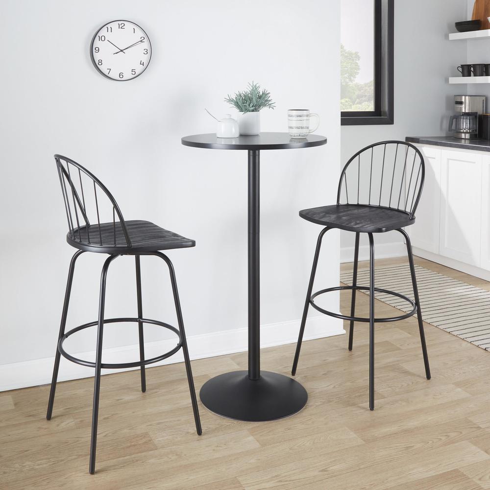 Black Riley Claire 30" Fixed-Height Barstool - Set of 2. Picture 9