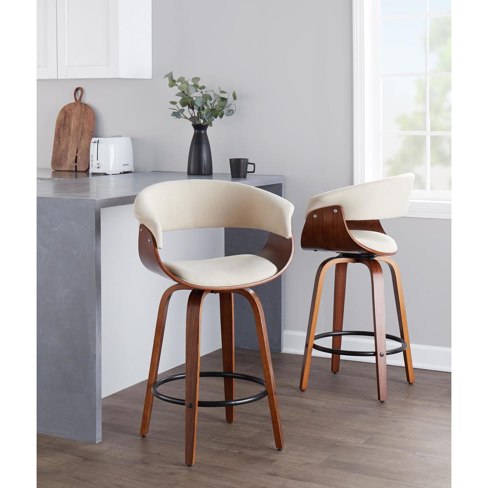 Beige Vintage Mod 26" Fixed-Height Counter Stool - Set of 2. Picture 7