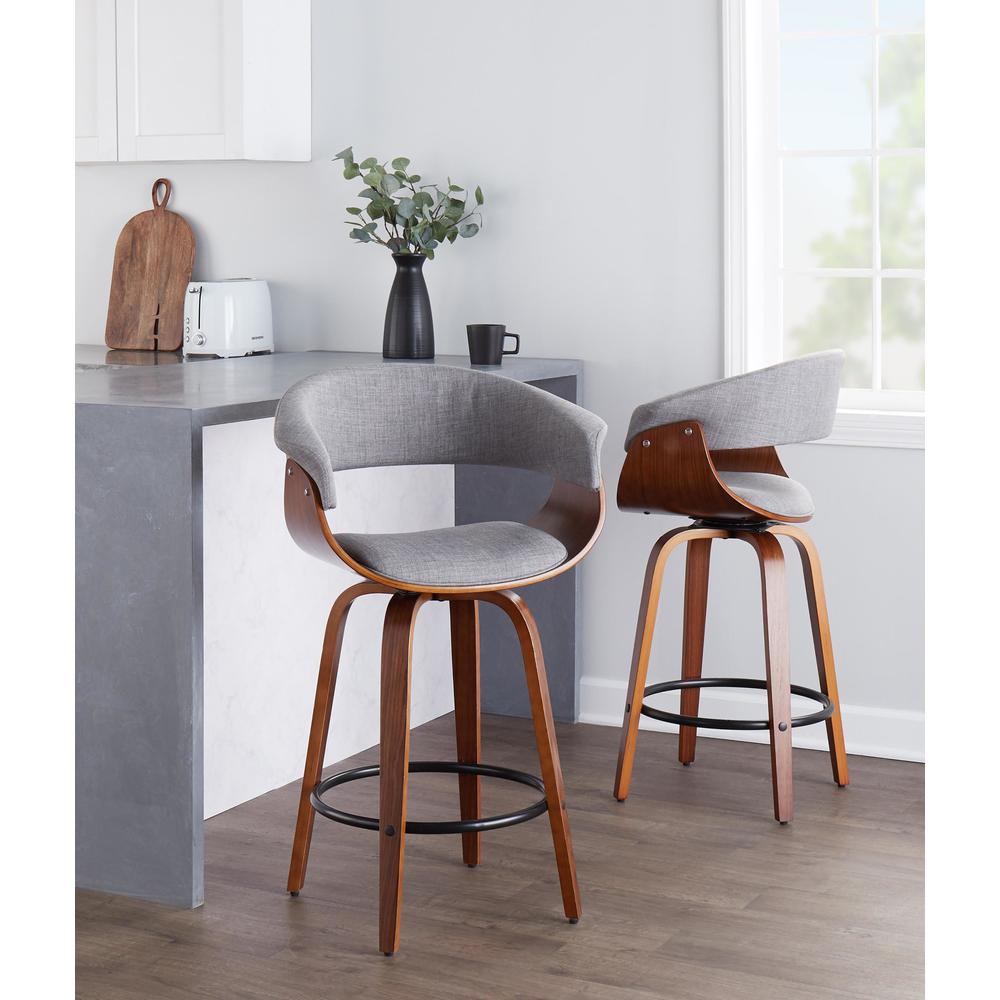 Grey Vintage Mod 26" Fixed-Height Counter Stool - Set of 2. Picture 8