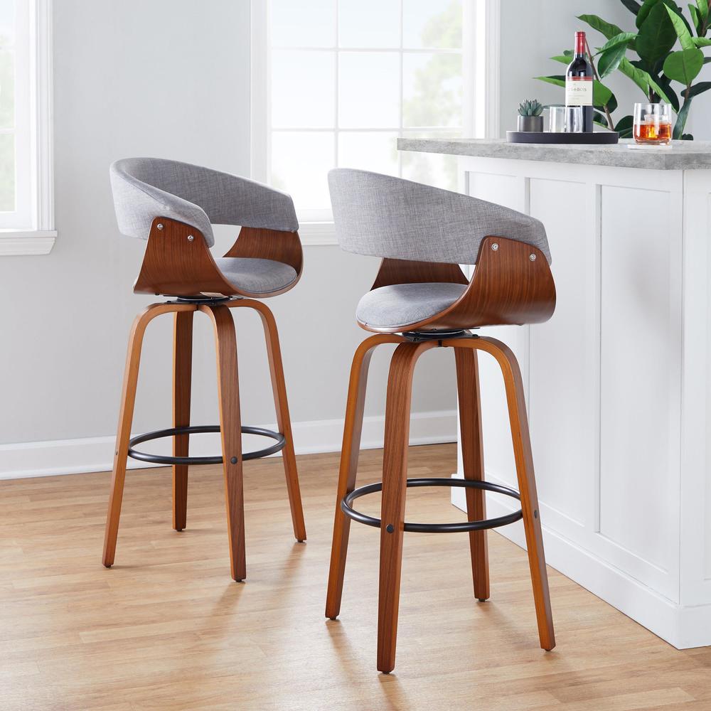 Grey Vintage Mod 30" Fixed-Height Barstool - Set of 2. Picture 8