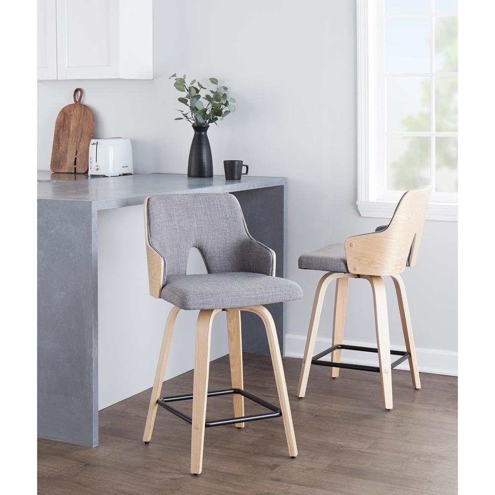 Grey Stella 24" Fixed-Height Counter Stool - Set of 2. Picture 8