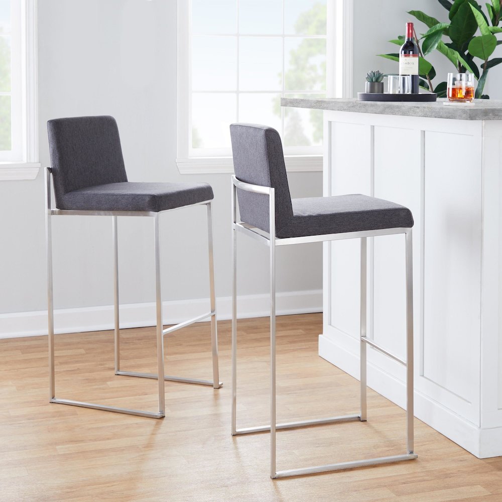 Fuji High Back 30" Fixed-Height Barstool - Set of 3. Picture 7