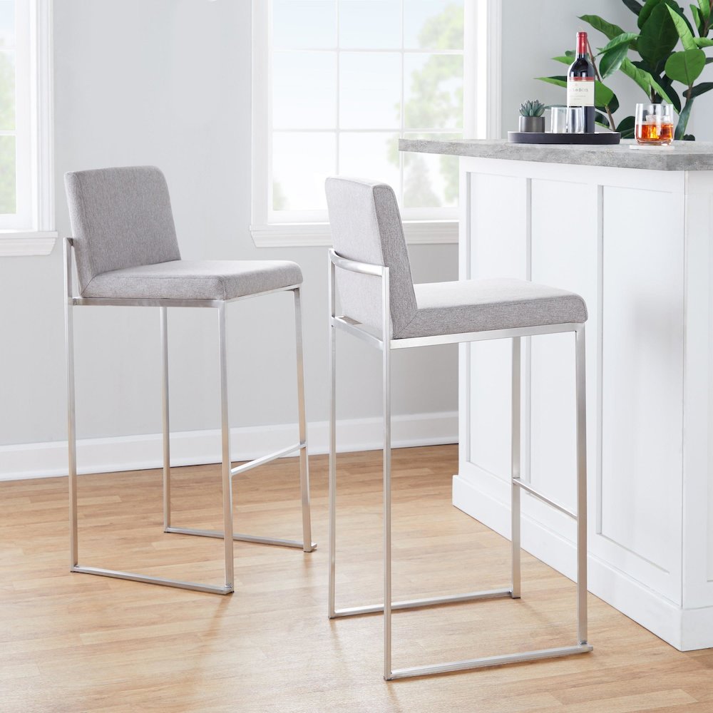 Fuji High Back 30" Fixed-Height Barstool - Set of 3. Picture 7