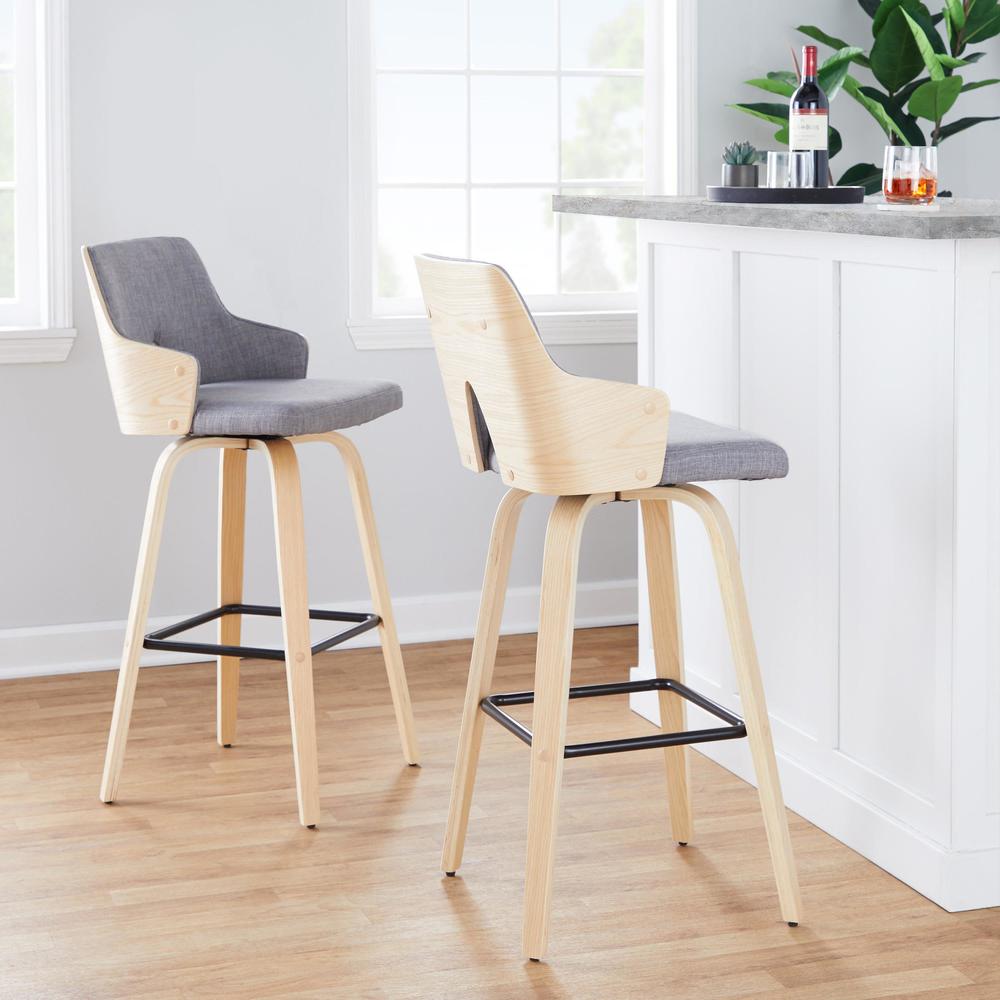 Grey Stella 30" Fixed-Height Barstool - Set of 2. Picture 7