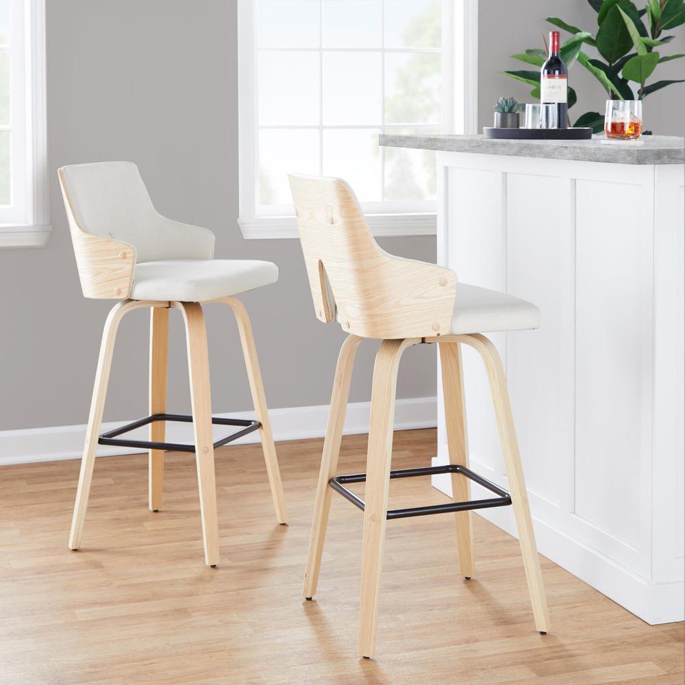 Beige Stella 30" Fixed-Height Barstool - Set of 2. Picture 8