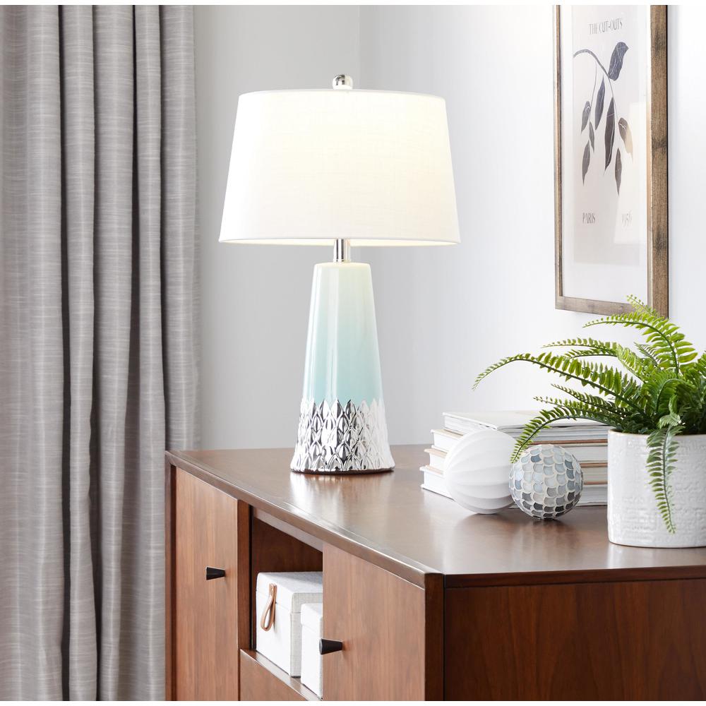 Penelope 22" Ceramic Table Lamp, Blue. Picture 6