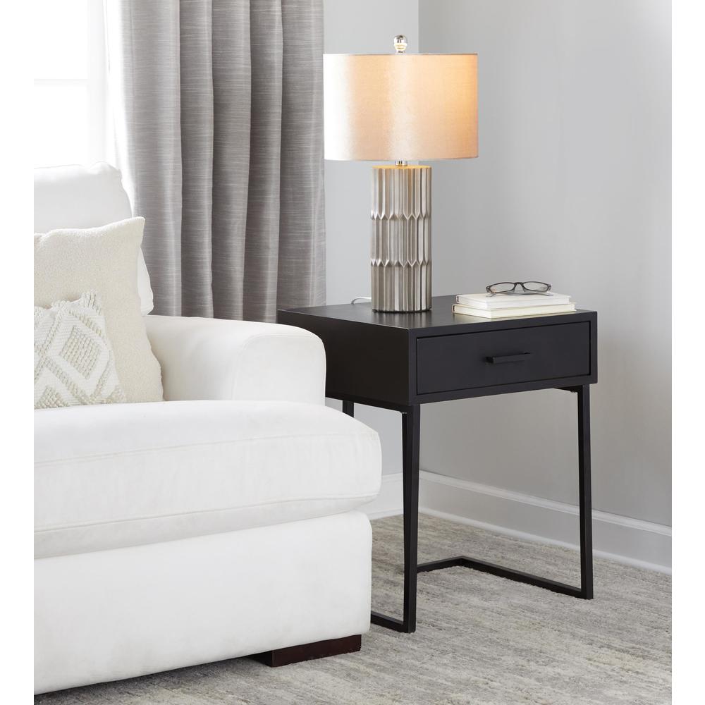 Brown & Brown Metallic Ceramic, Champagne Shade Tania 22" Ceramic Table Lamp. Picture 6