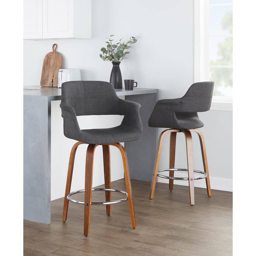 Grey Vintage Flair 26" Fixed-Height Counter Stool - Set of 2. Picture 8