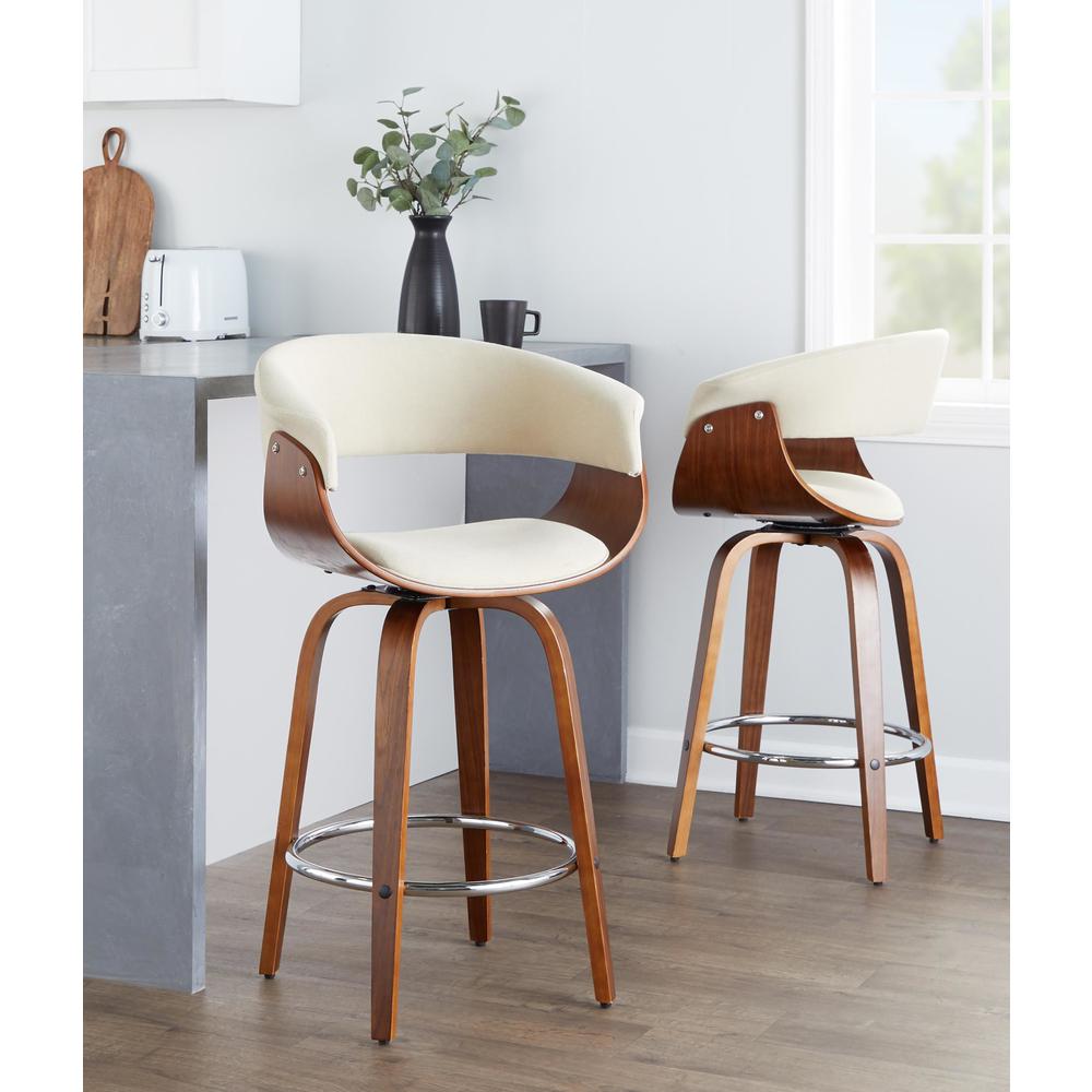 Beige Vintage Mod 26" Fixed-Height Counter Stool - Set of 2. Picture 7