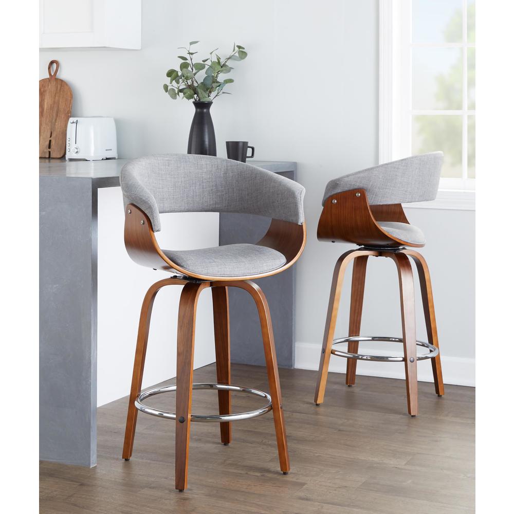 Grey Vintage Mod 26" Fixed-Height Counter Stool - Set of 2. Picture 7