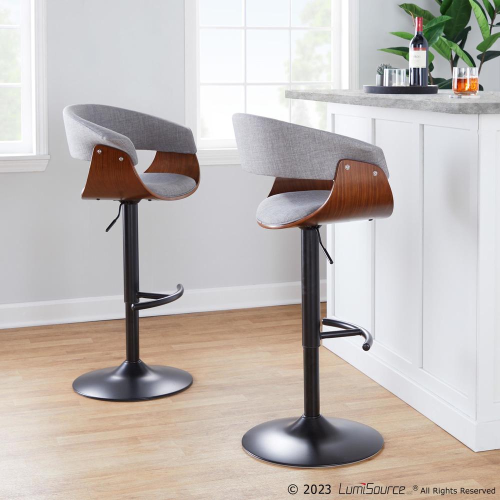 Grey Vintage Mod Adjustable Height Barstool - Set of 2. Picture 7