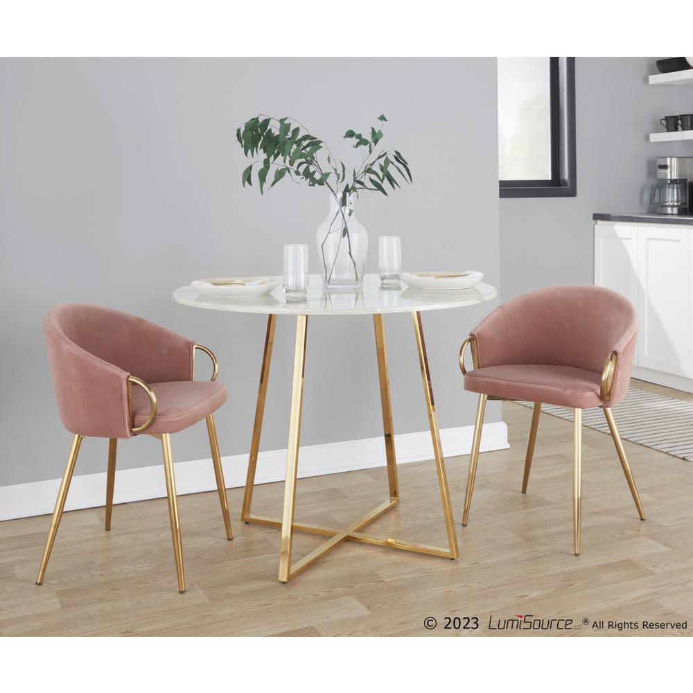 Gold Metal, Blush Velvet Claire Chair - Set of 2. Picture 7