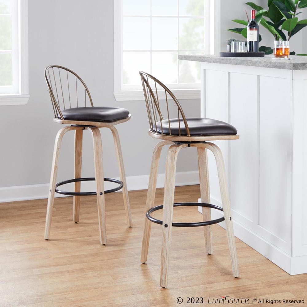 Brown Riley 30" Fixed-Height Barstool - Set of 2. Picture 8