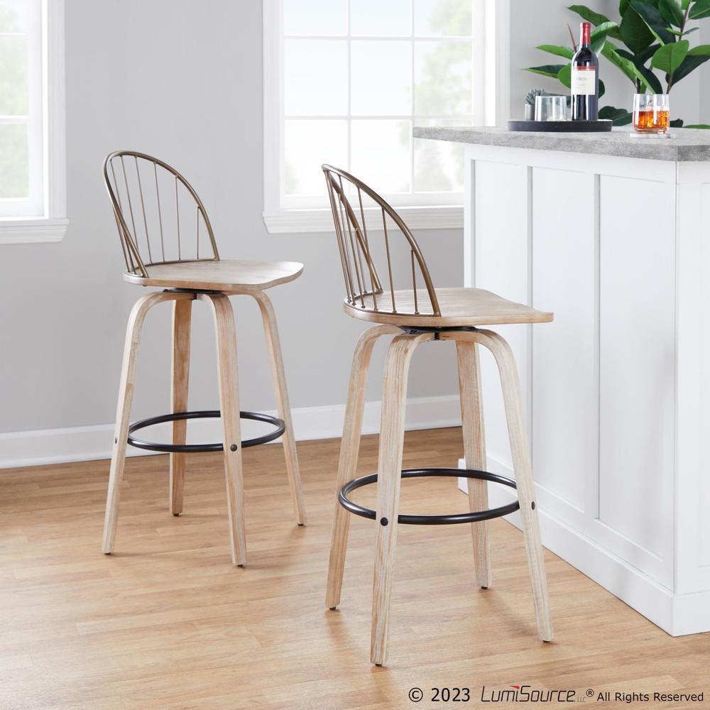 Brown Riley 30" Fixed-Height Barstool - Set of 2. Picture 9