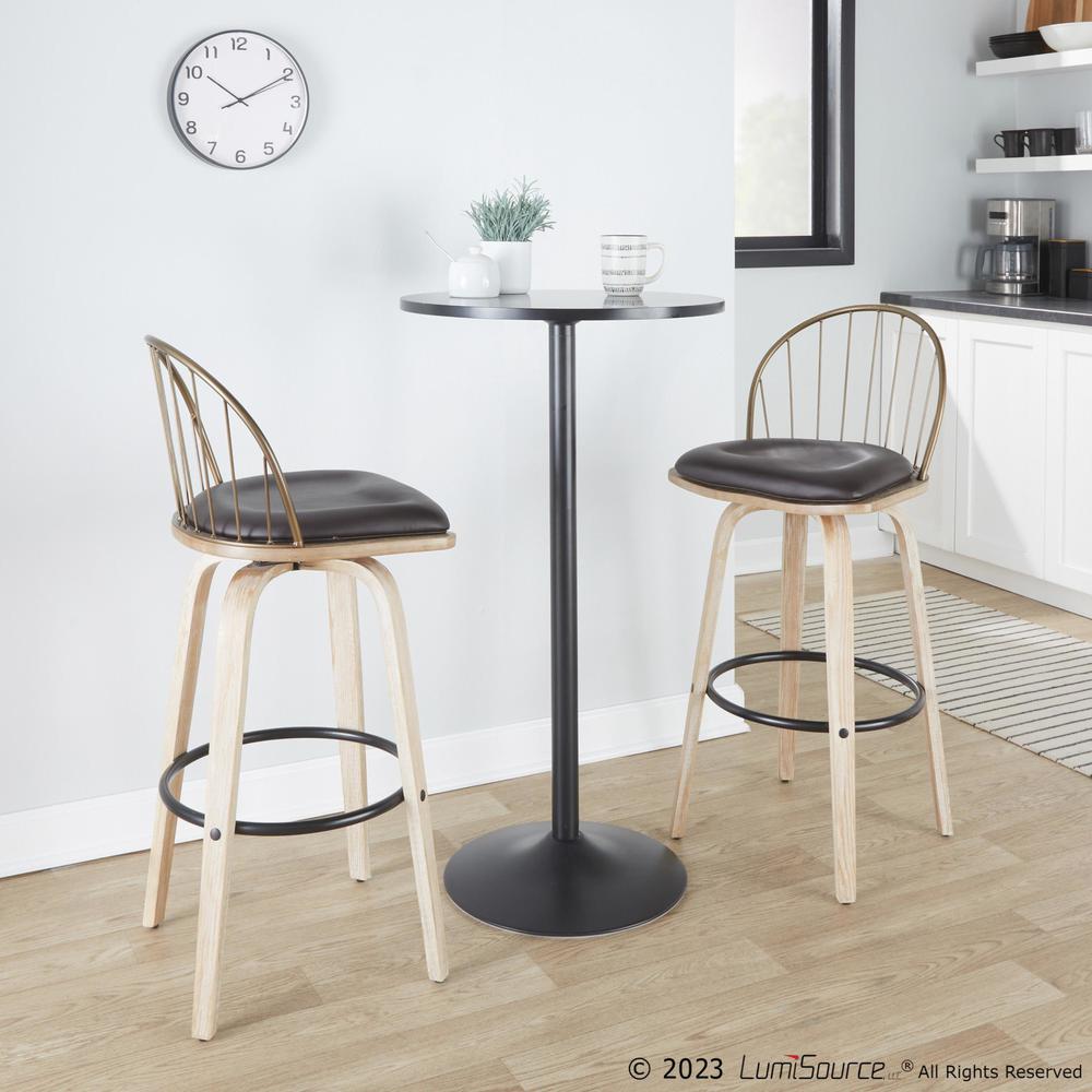 Brown Riley 30" Fixed-Height Barstool - Set of 2. Picture 10