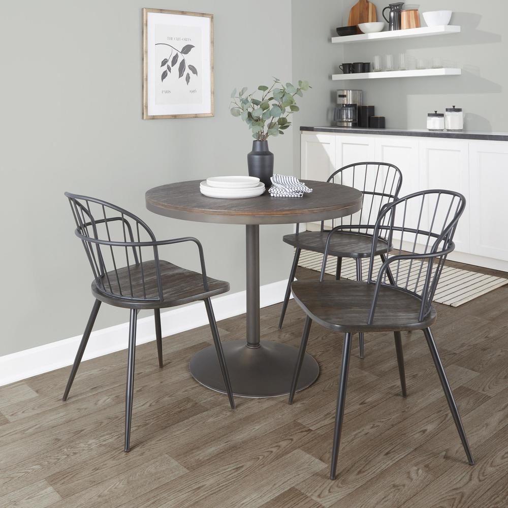 Black Metal, Dark Walnut Wood Riley Arm Chair - Set of 2. Picture 9