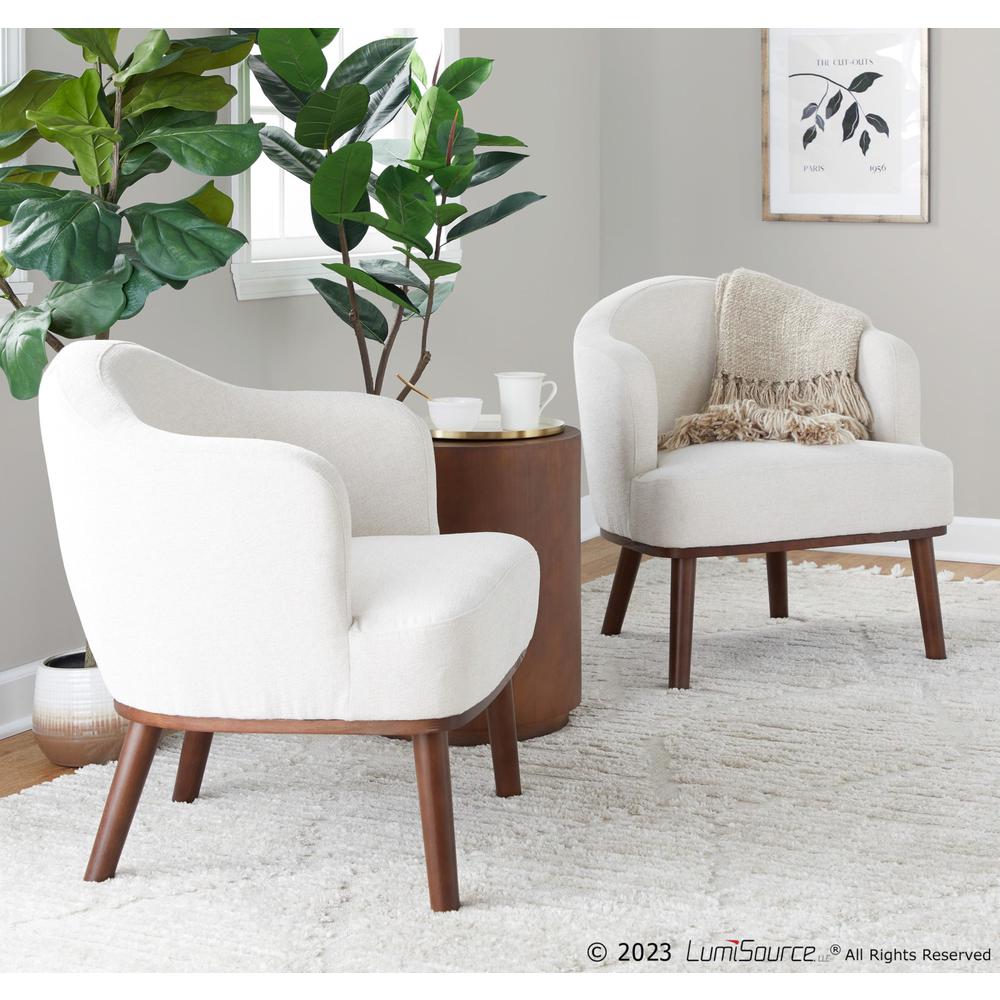 Walnut Wood, Cream Fabric Ahoy Accent Chair. Picture 9