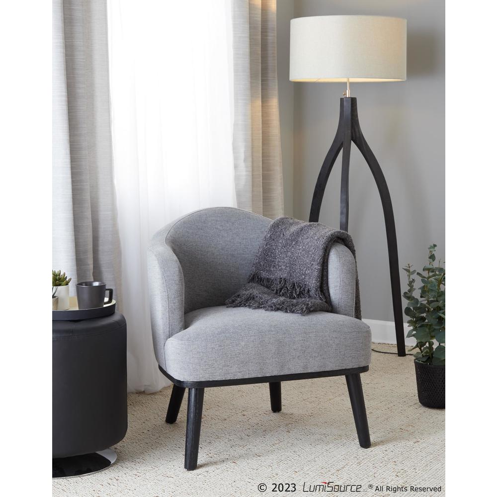 Black Wood, Grey Fabric Ahoy Accent Chair. Picture 7