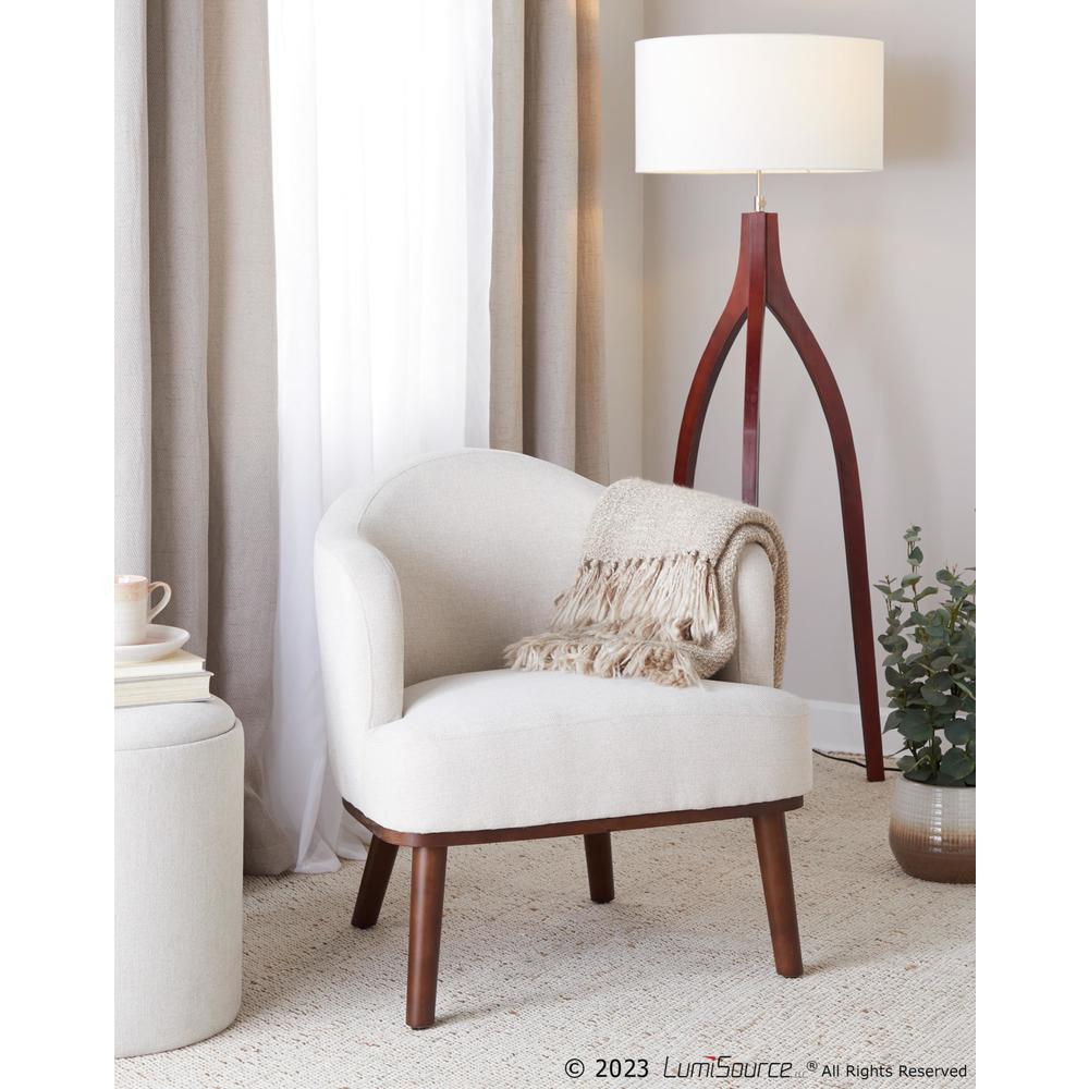 Walnut Wood, Cream Fabric Ahoy Accent Chair. Picture 8