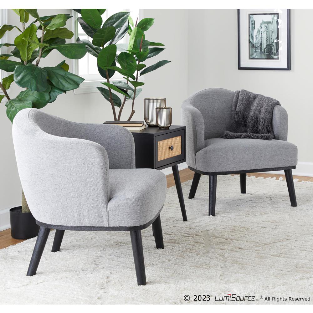 Black Wood, Grey Fabric Ahoy Accent Chair. Picture 8
