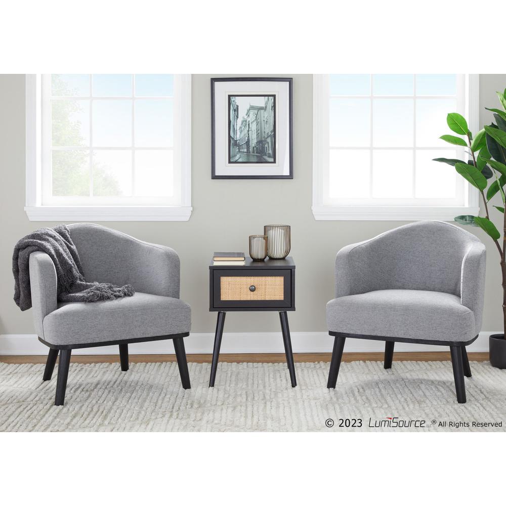 Black Wood, Grey Fabric Ahoy Accent Chair. Picture 9