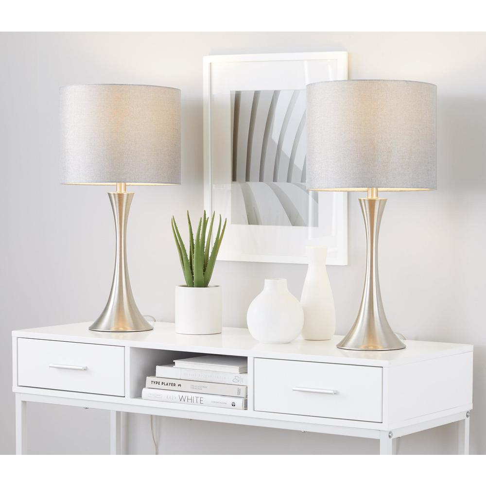 Silver Lenuxe 24" Metal Table Lamp - Set of 2. Picture 9