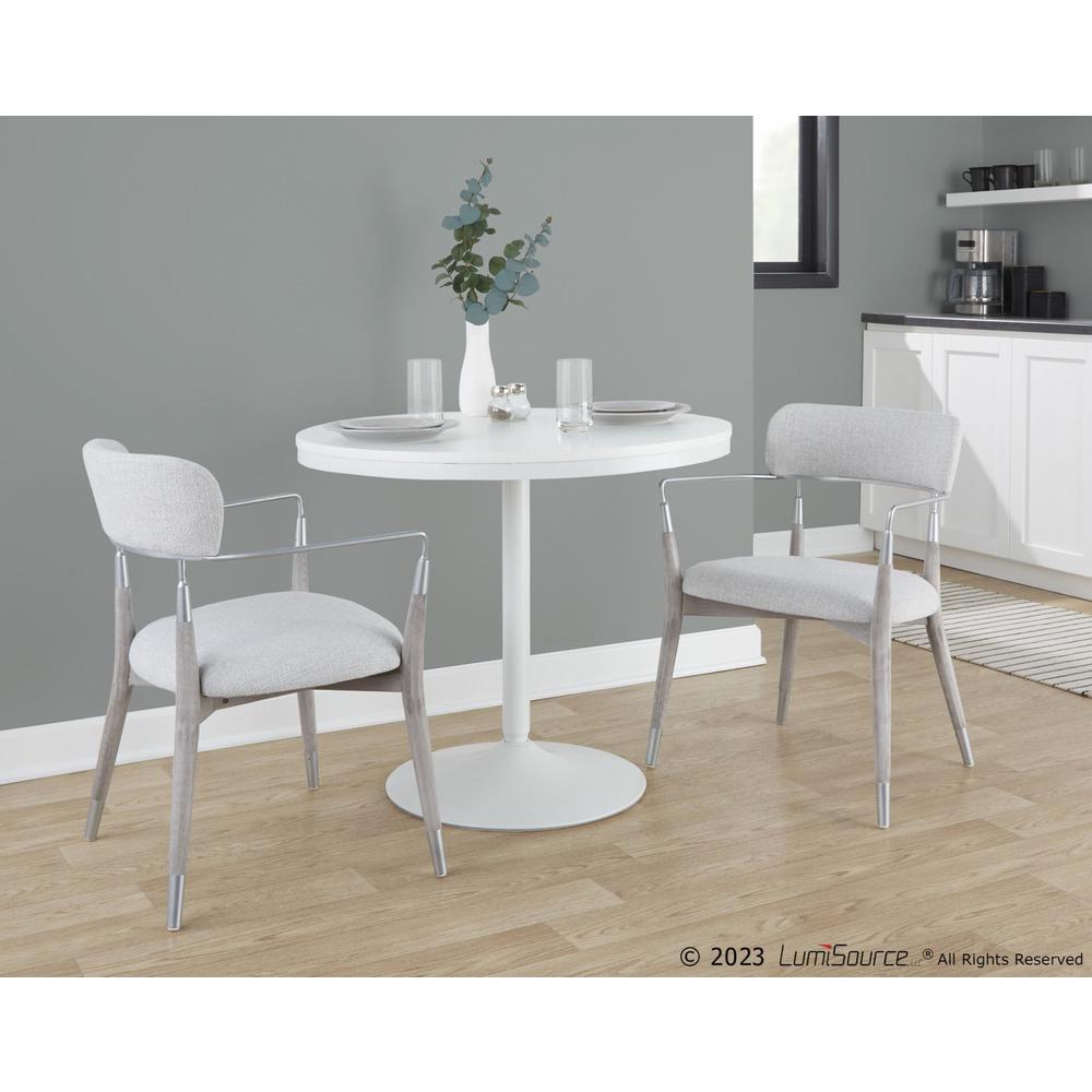 Silver Metal, Grey Brushed Wood, Light Grey Fabric Savannah Chair - Set of 2. Picture 10