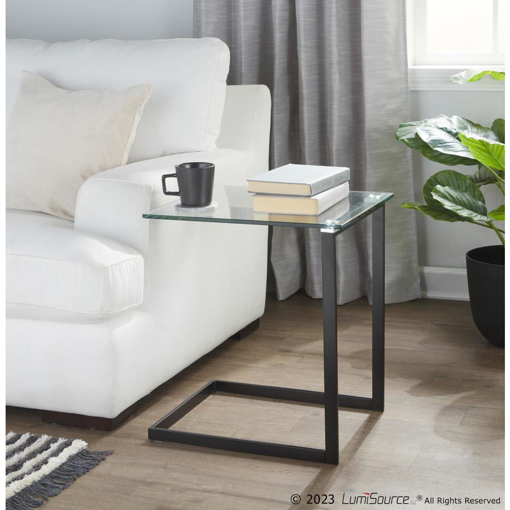 Black Metal, Clear Glass Zenn End Table. Picture 7