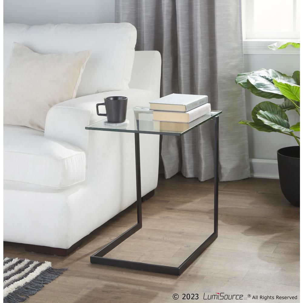 Black Metal, Clear Glass Zenn End Table. Picture 8