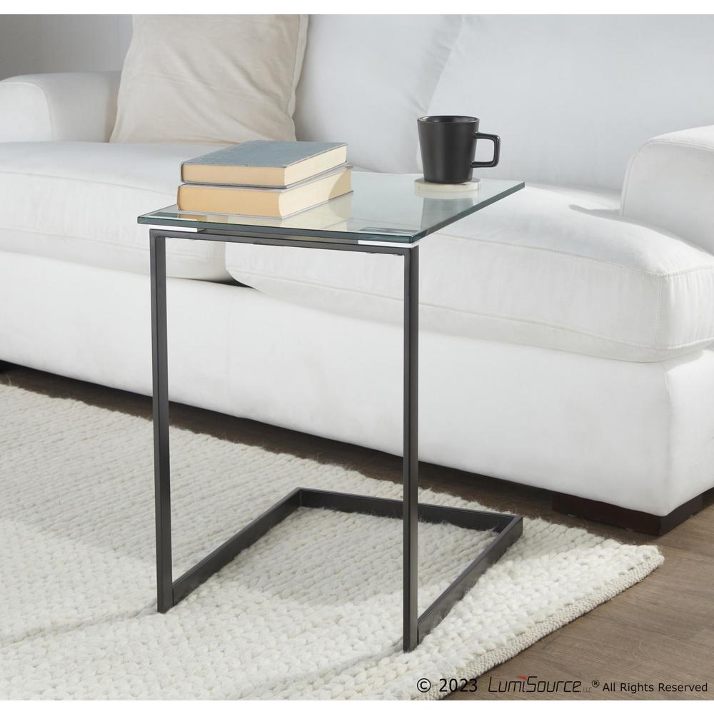 Black Metal, Clear Glass Zenn End Table. Picture 9