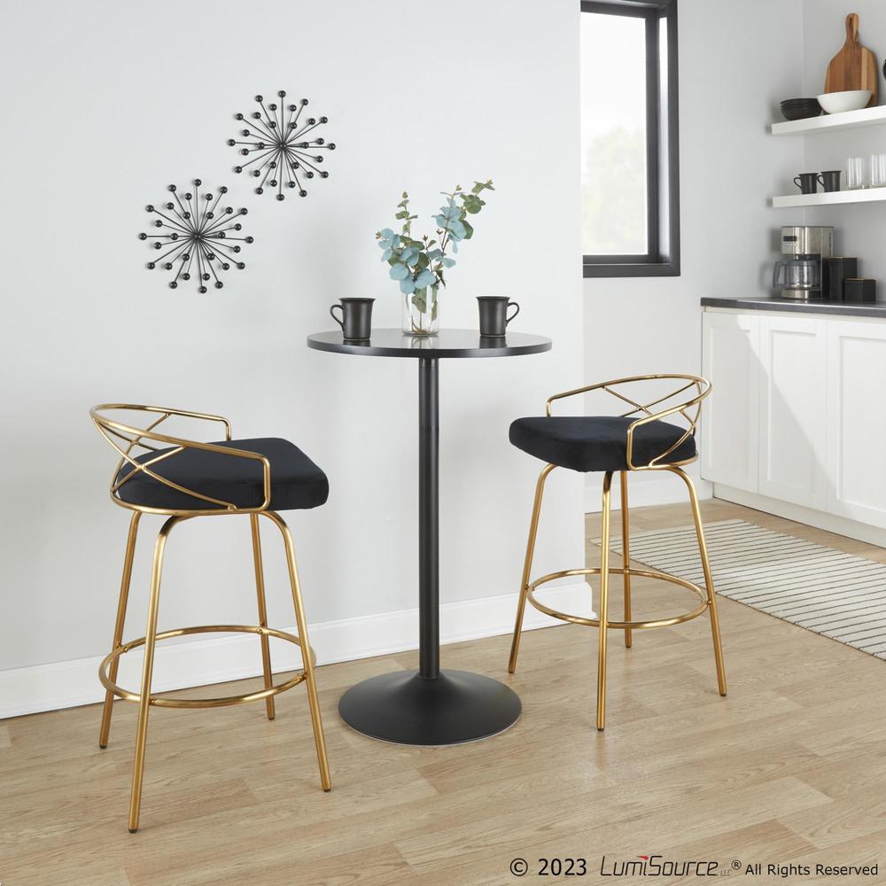 Black Charlotte Glam 26" Fixed-Height Counter Stool - Set of 2. Picture 9