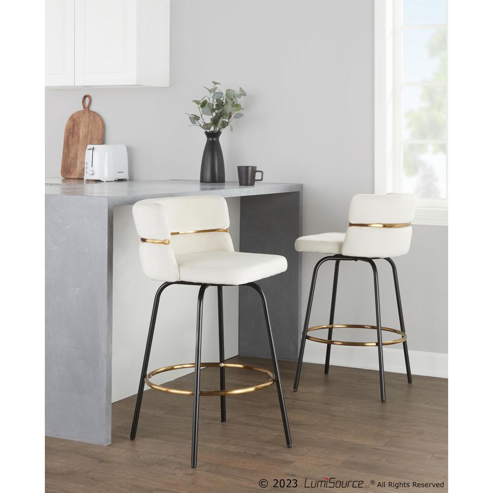 Beige Cinch Claire 26" Fixed-Height Counter Stool - Set of 2. Picture 7