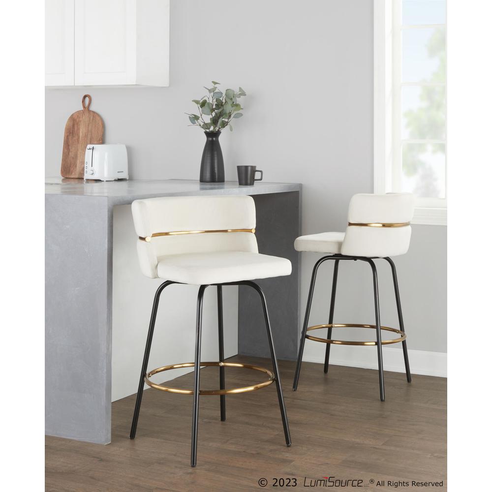 Beige Cinch Claire 26" Fixed-Height Counter Stool - Set of 2. Picture 8