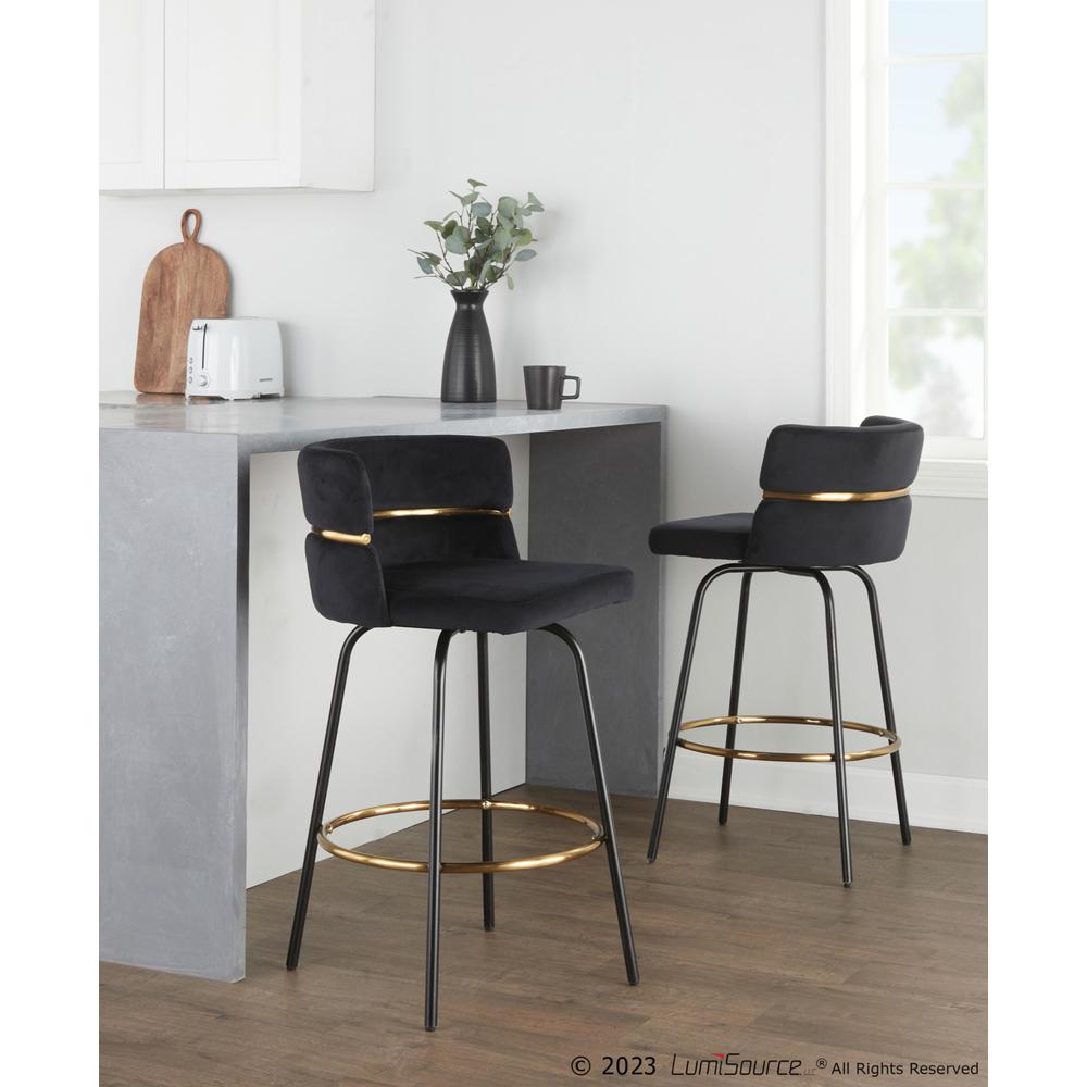 Black Cinch Claire 26" Fixed-Height Counter Stool - Set of 2. Picture 7