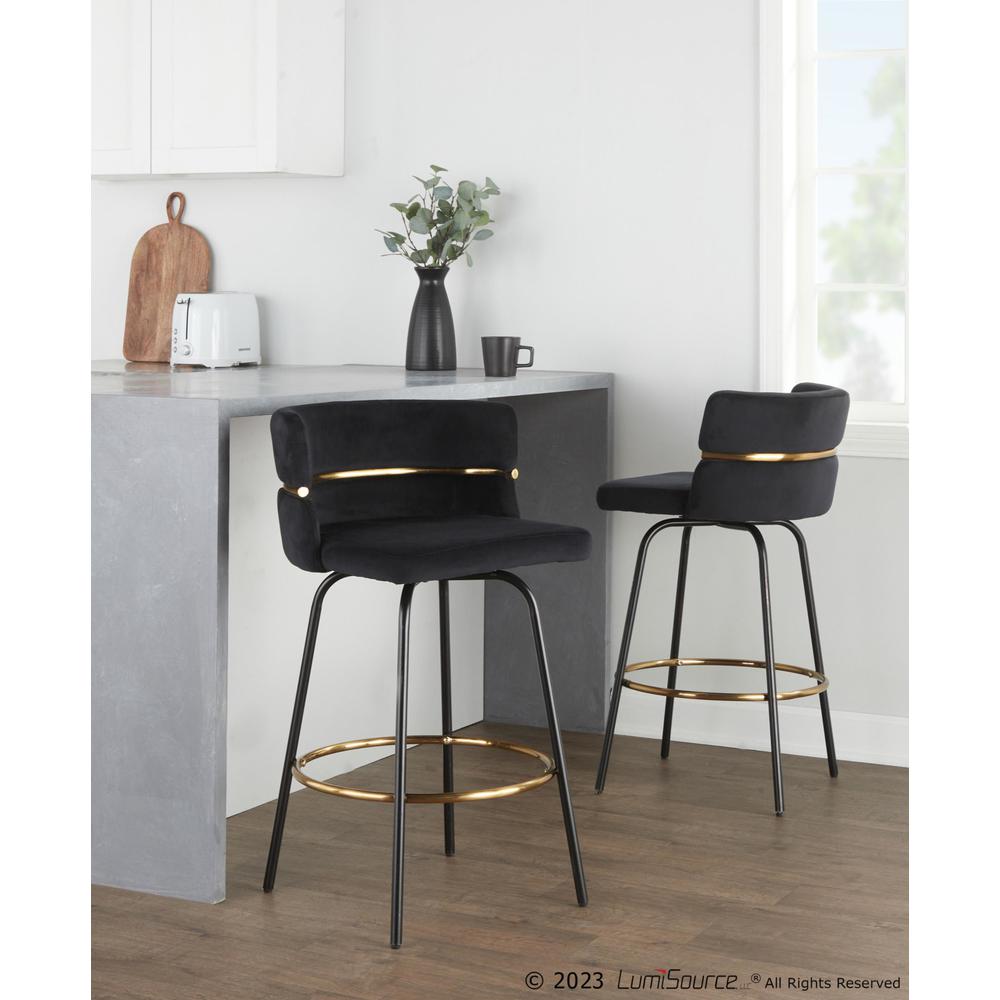Black Cinch Claire 26" Fixed-Height Counter Stool - Set of 2. Picture 8