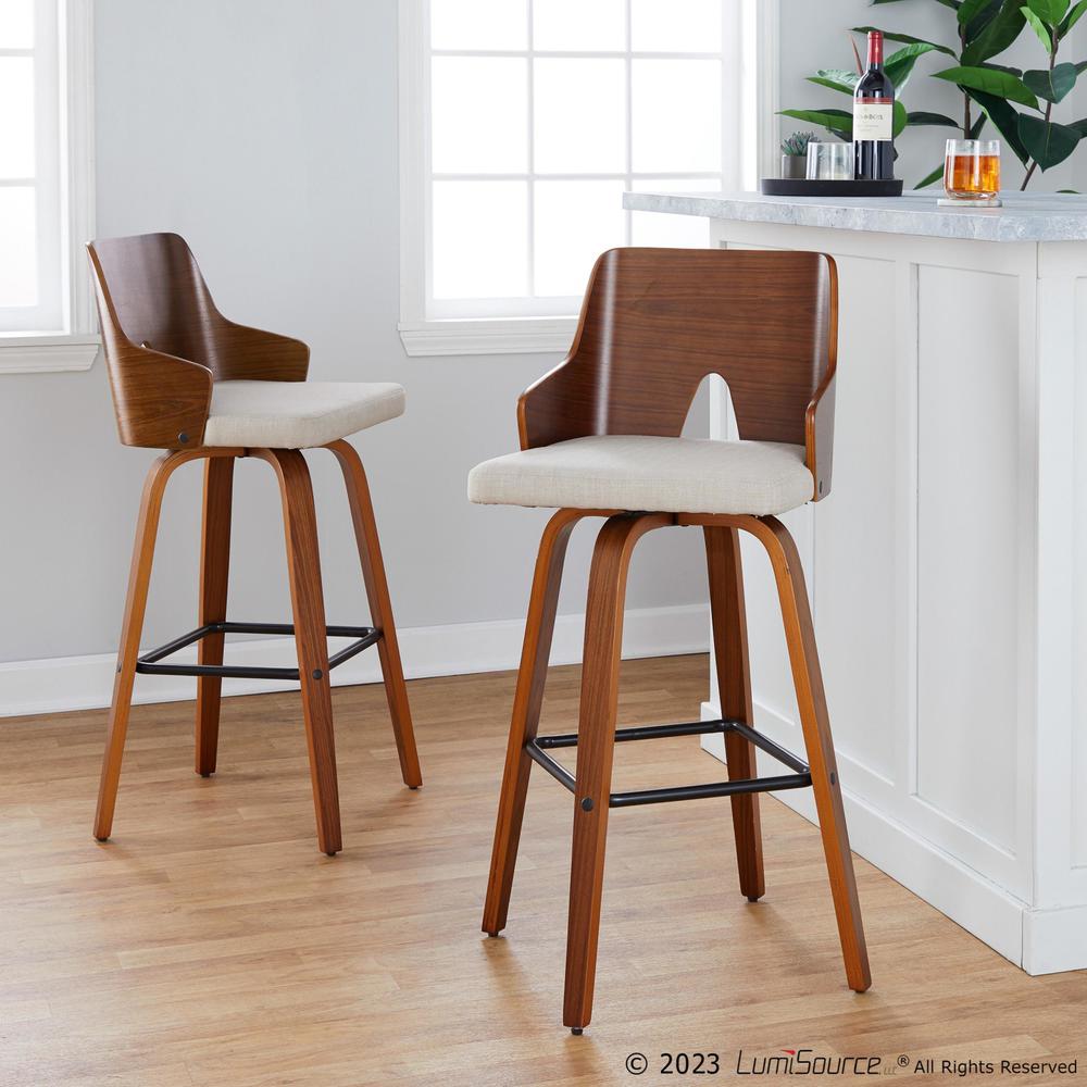 Beige Ariana 30" Fixed-Height Barstool - Set of 2. Picture 7