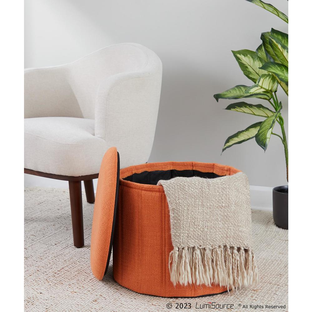 Orange Polyester Lindsey Storage Ottoman. Picture 5
