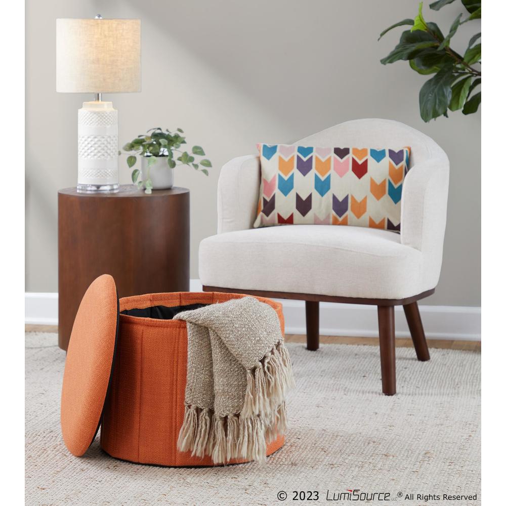 Orange Polyester Lindsey Storage Ottoman. Picture 7