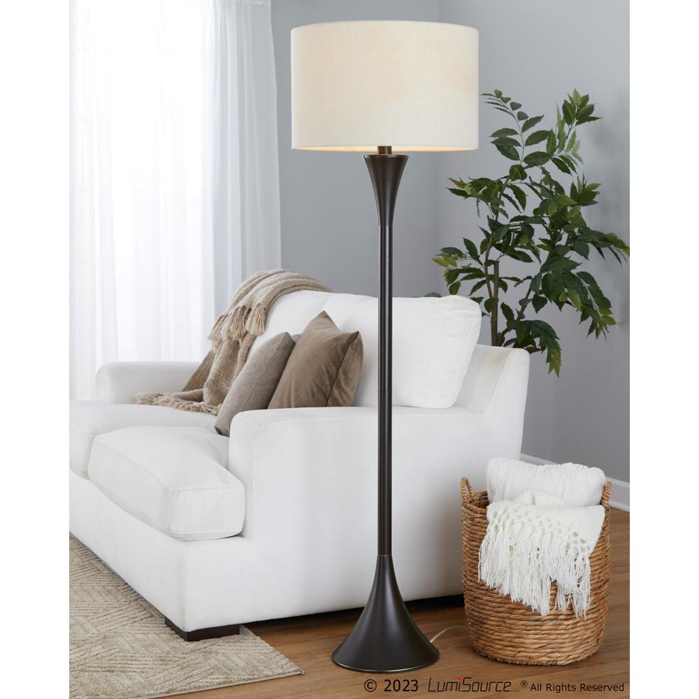 Oil Rubbed Bronze, Natural Linen Lenuxe 65" Metal Floor Lamp. Picture 6