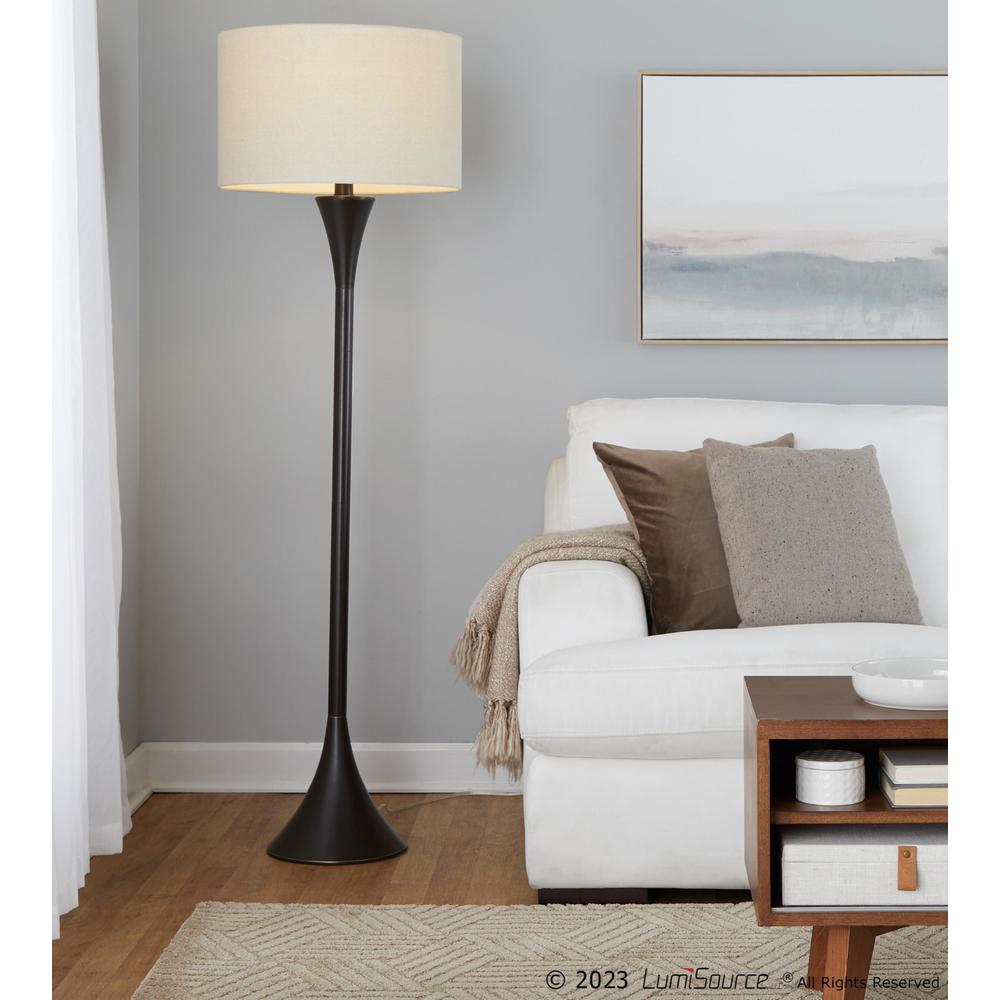 Oil Rubbed Bronze, Natural Linen Lenuxe 65" Metal Floor Lamp. Picture 7