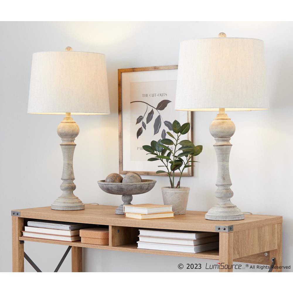 Reclaimed Grey Polyresin, Oat Linen Winston 32" Poly Table Lamp - Set of 2. Picture 8