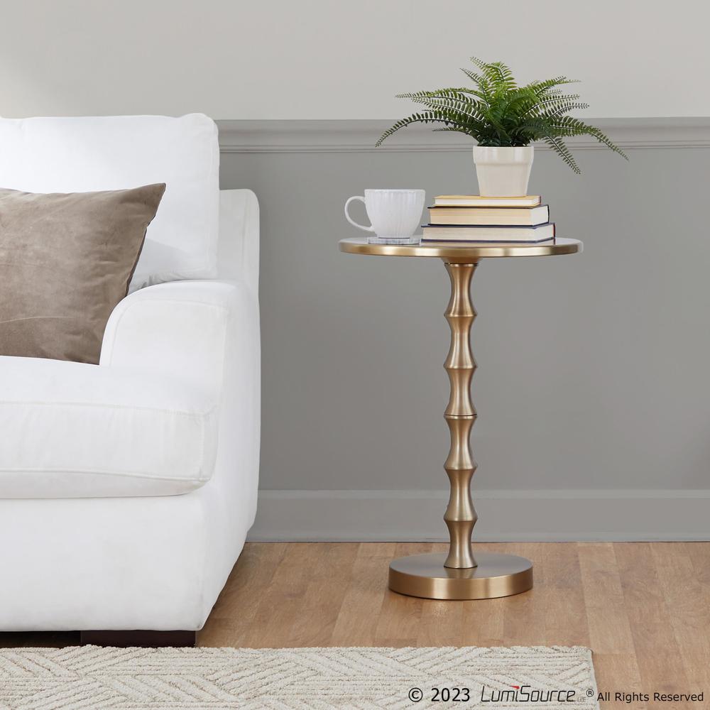 Gold Metal Bora 26.75" Metal Accent Table. Picture 4
