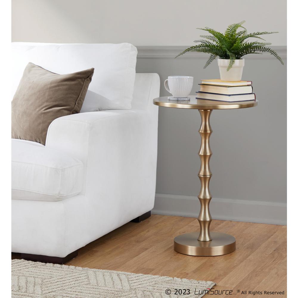 Gold Metal Bora 26.75" Metal Accent Table. Picture 5