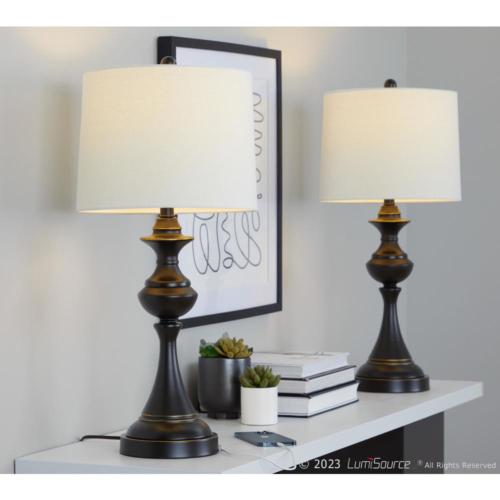 Brown Montgomery 29" Metal Table Lamp with USB - Set of 2. Picture 9