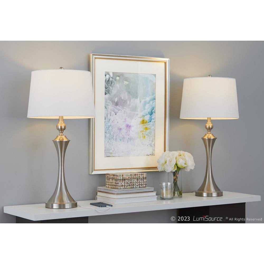 Silver Flint 30" Metal Table Lamp with USB - Set of 2. Picture 8