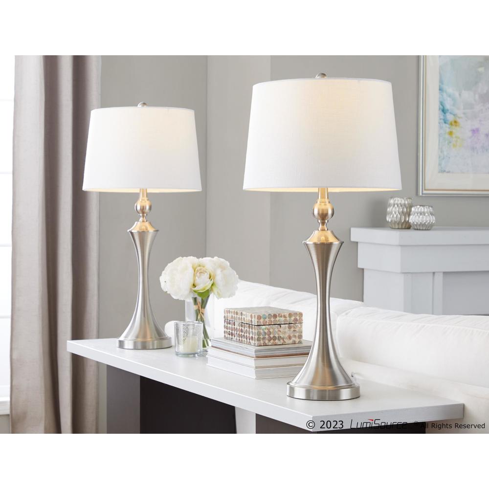Silver Flint 30" Metal Table Lamp with USB - Set of 2. Picture 9