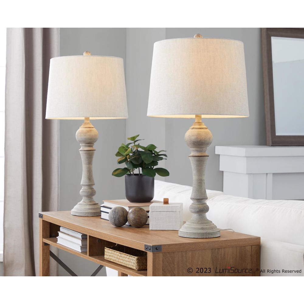 Reclaimed Grey Polyresin, Oat Linen Winston 32" Poly Table Lamp - Set of 2. Picture 7