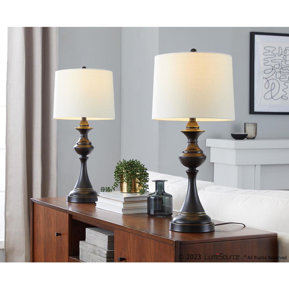Brown Montgomery 29" Metal Table Lamp with USB - Set of 2. Picture 8
